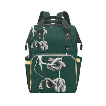 Tulips Green Maze Multi-Function Backpack/Diaper Bag