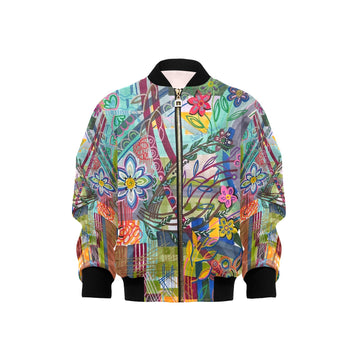 Colorful Currents Tilly Kids' Bomber Jacket with Pockets (Model H40)