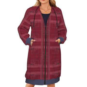 The Red The Flower Women's Long Hooded Coat