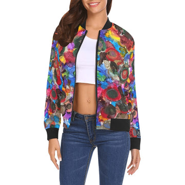 Cosmic Blooms Bomber Jacket for Women