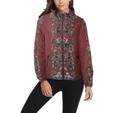 Burgundy Castle Flowers Unisex Windbreaker