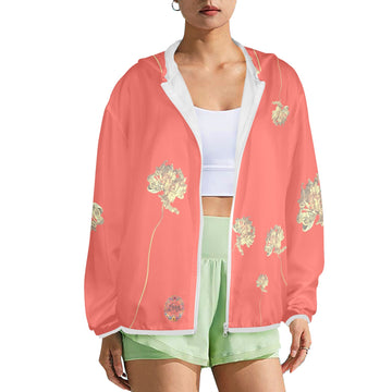 Single Tulip Coral Women's Lightweight Sun Protection Hoodie