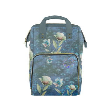 Damascus Blue Flowers Multi-Function Travel Diaper Bag-Large