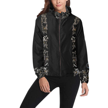 Flower Power Noir Unisex Windbreaker