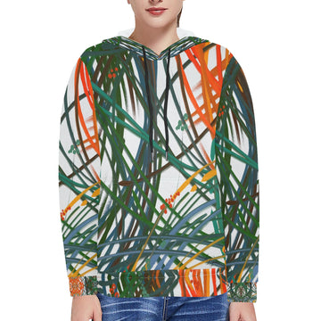 Grass in the wind Women's Fleece Hoodie w/ White Lining Hood