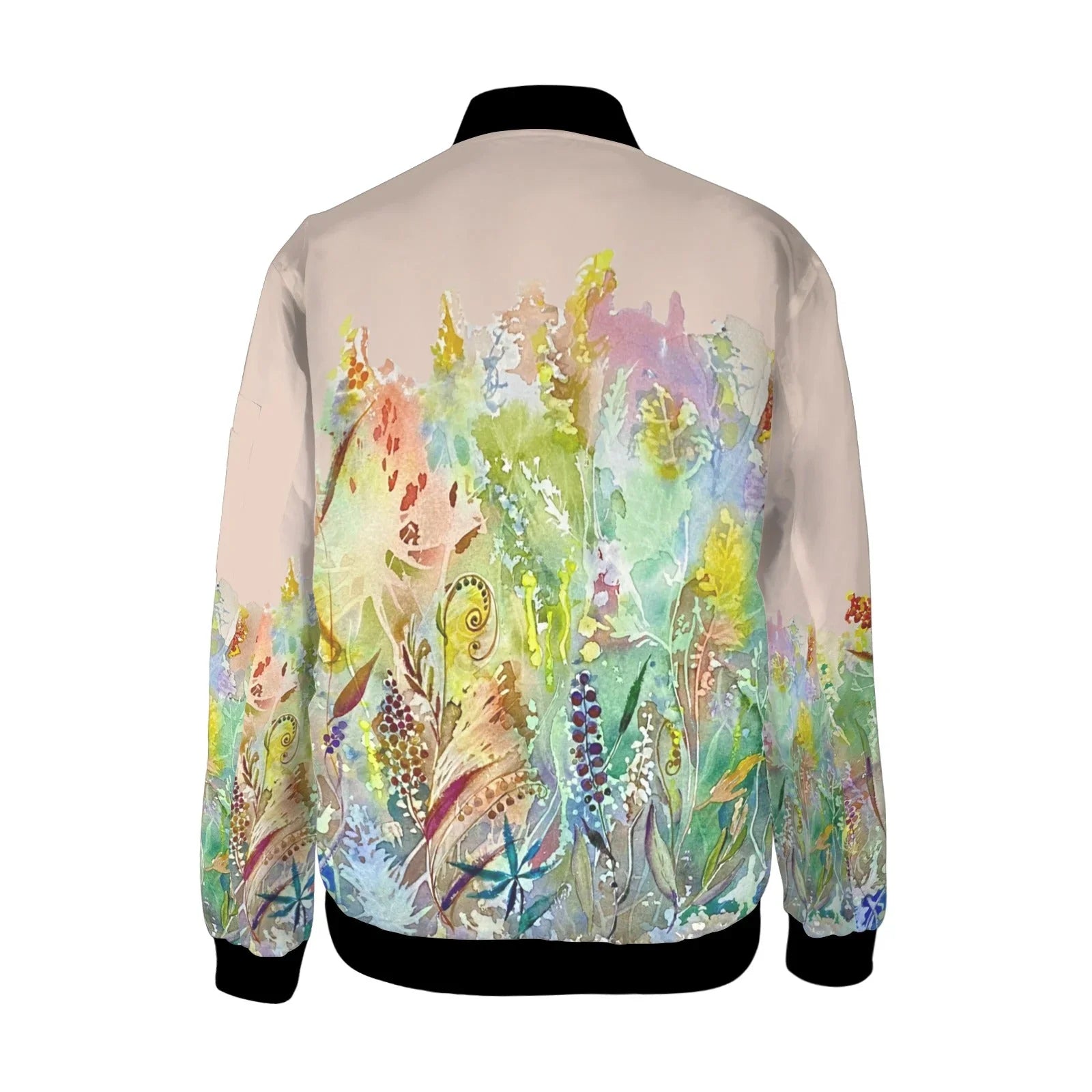 Blooming Melody Transcendent Pink Tall Ladies Bomber Jacket - Lana Art Sweden