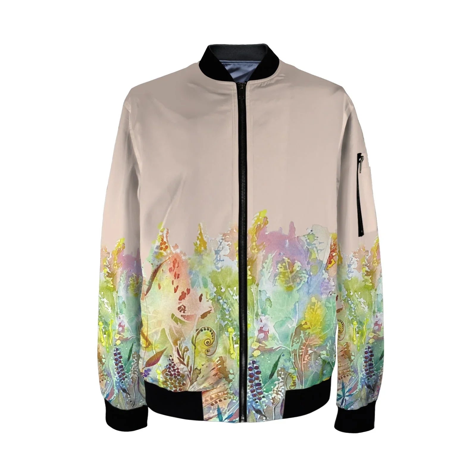 Blooming Melody Transcendent Pink Tall Ladies Bomber Jacket - Lana Art Sweden