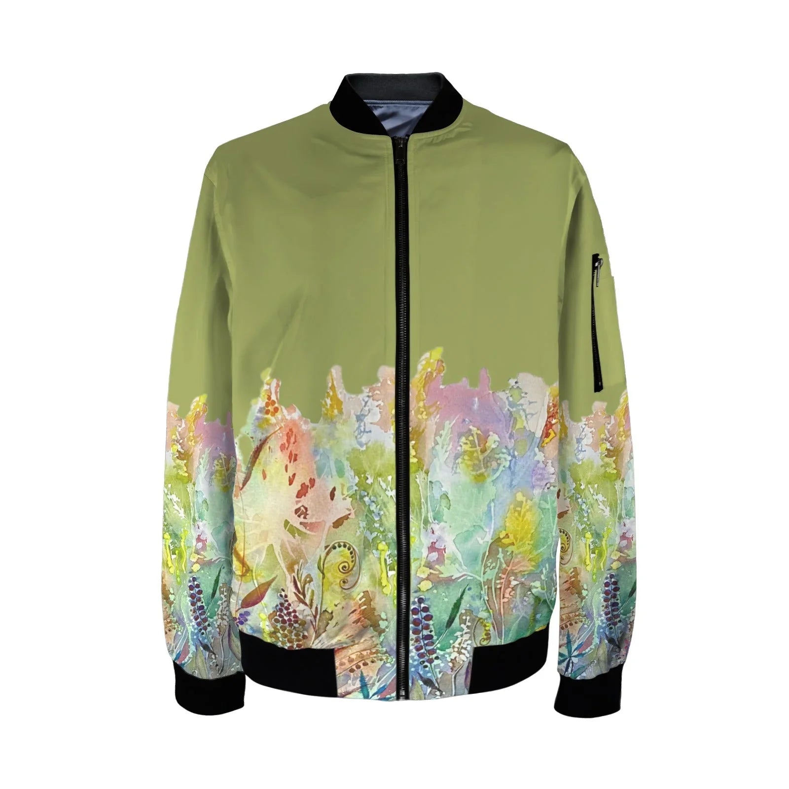 Blooming Melody White Grape Tall Ladies Bomber Jacket - Lana Art Sweden