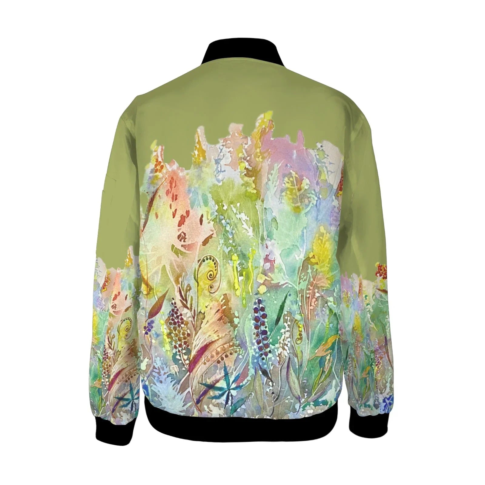 Blooming Melody White Grape Tall Ladies Bomber Jacket - Lana Art Sweden