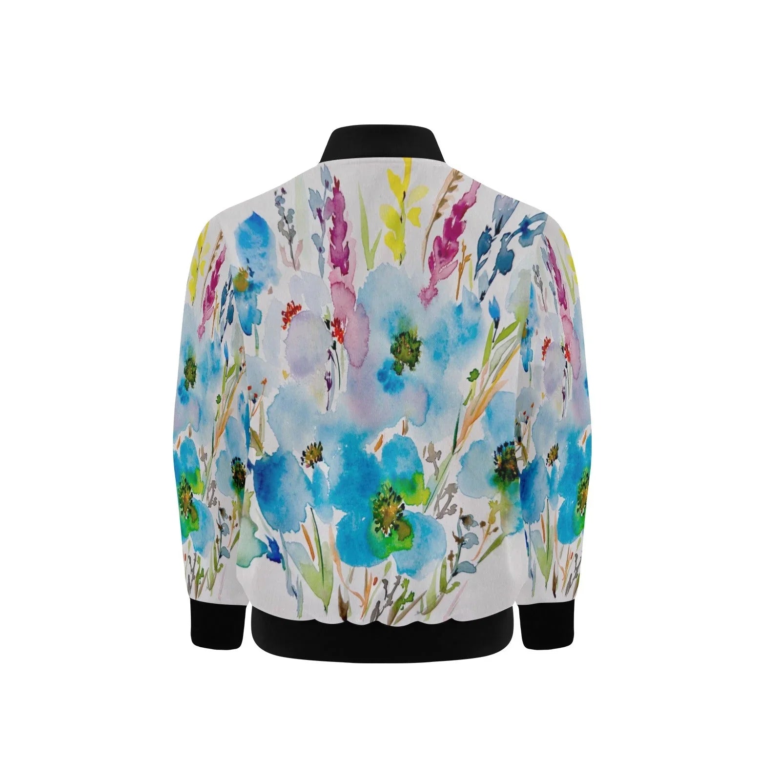 Blue Hibiscus 1 Kids' Bomber Jacket with Pockets (Model H40) - Lana Art Sweden