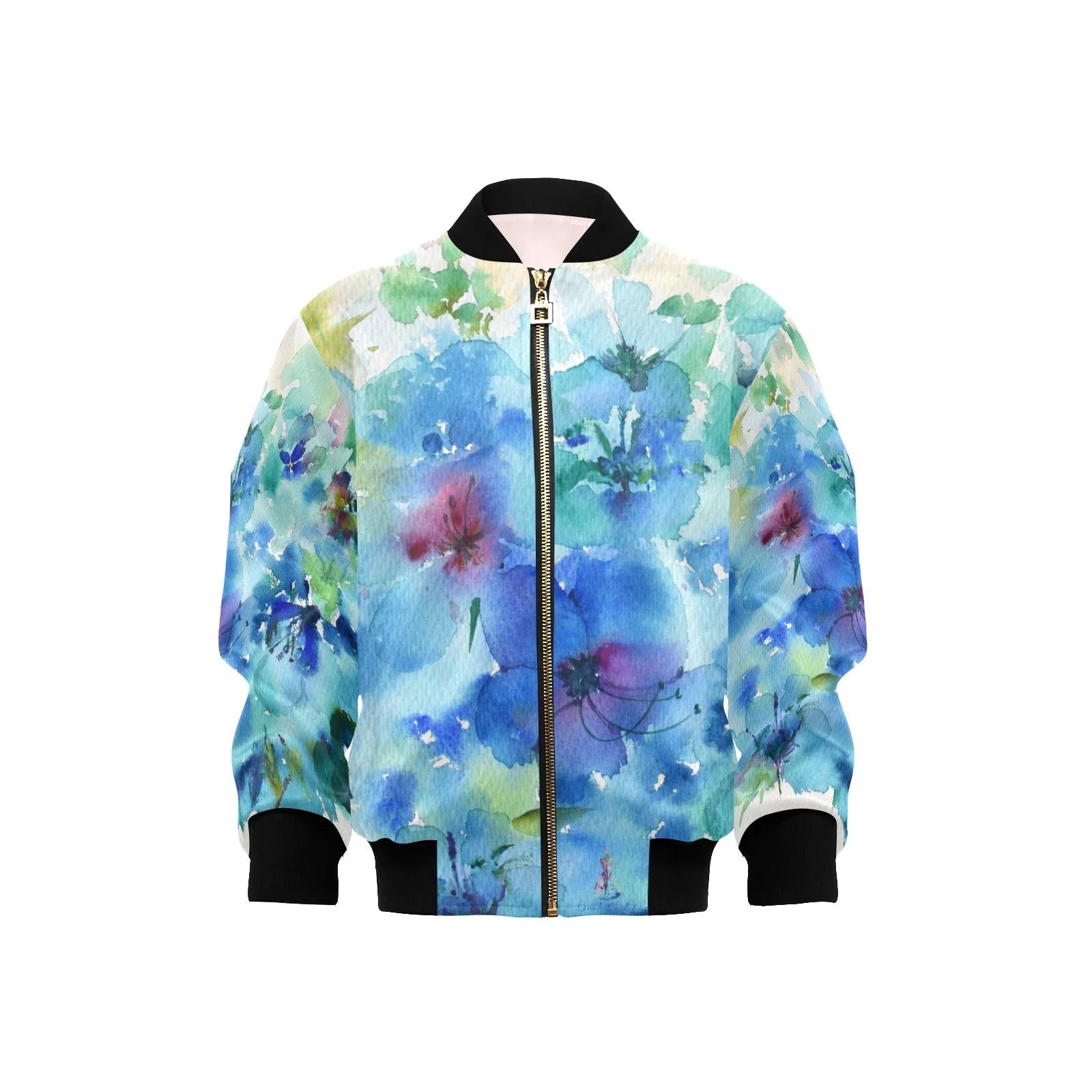 Blue Hibiscus Kids' Bomber Jacket with Pockets (Model H40) - Lana Art Sweden
