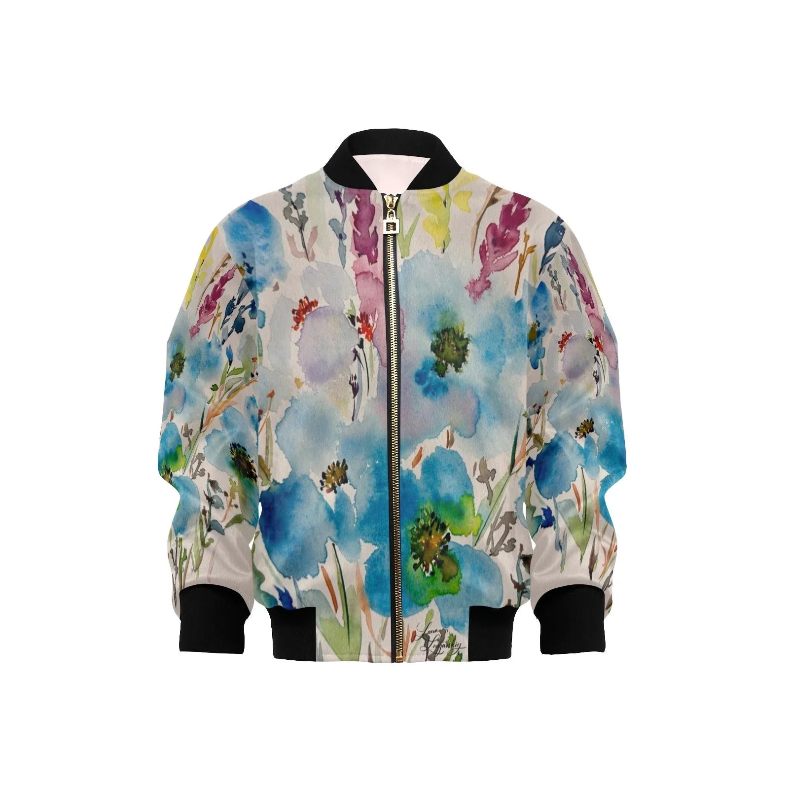 Blue Poppies Kids' lined My City Bomber Jacket with Pockets - Lana Art Sweden