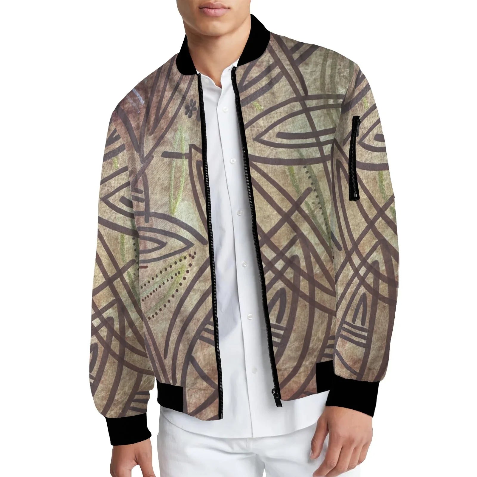 Brown Elegance Bomber Jacket - Lana Art Sweden