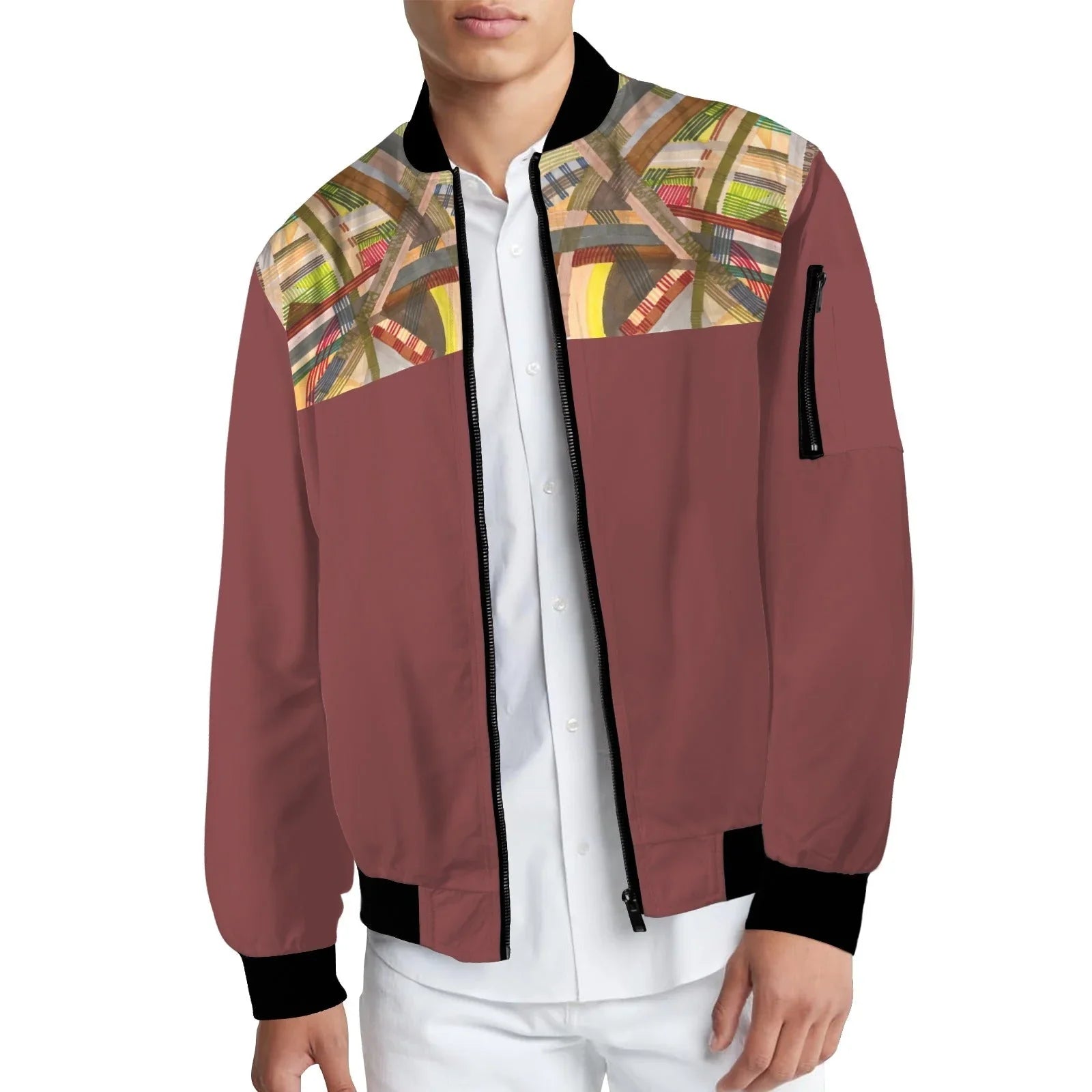 Brown Labyrinth Top Bomber Jacket - Lana Art Sweden