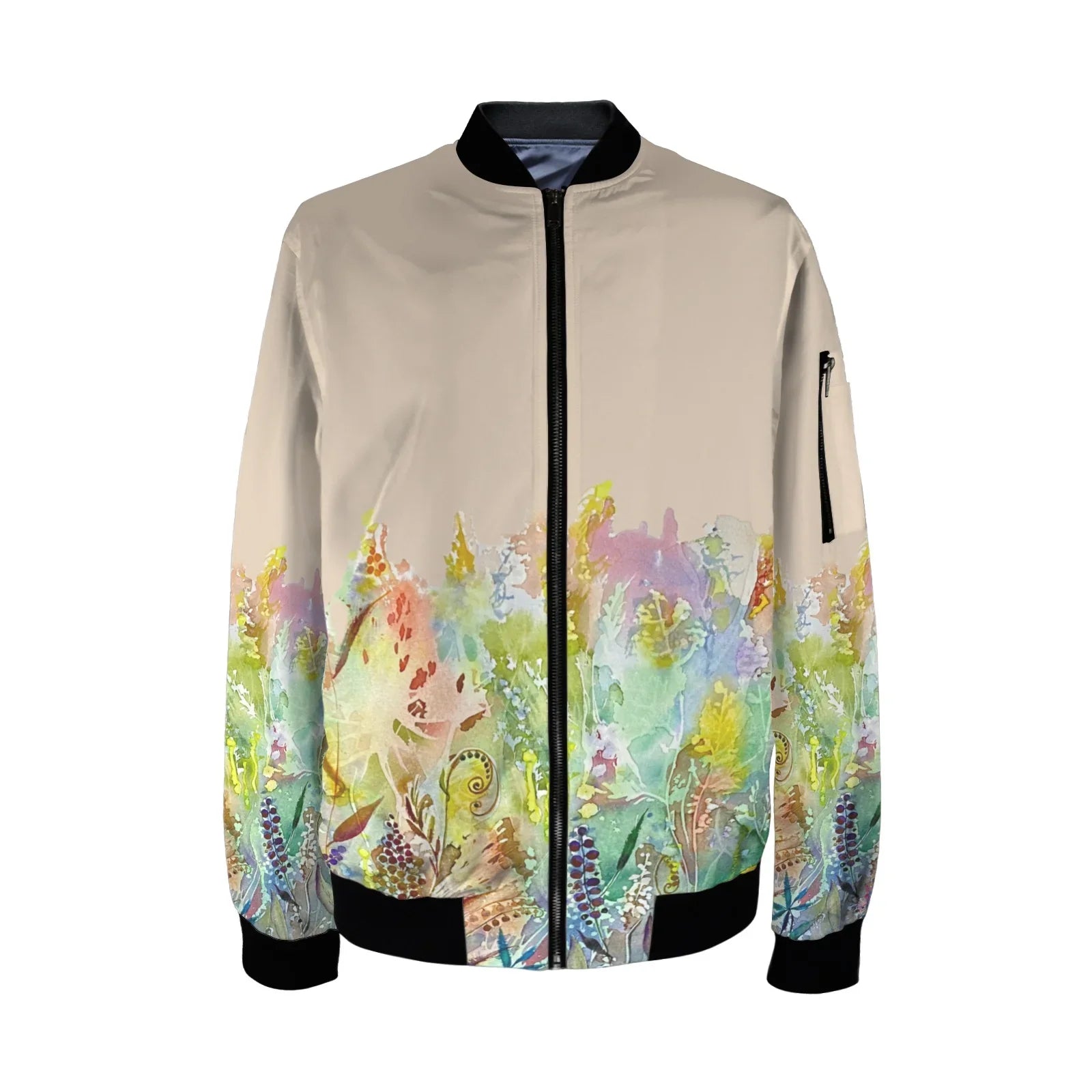 Blooming Melody Vanilla Tall Ladies Bomber Jacket