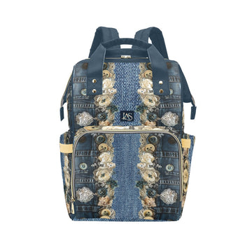Denim Lace Ocean Multi-Function Diaper Backpack/Diaper Bag (Model 1688)
