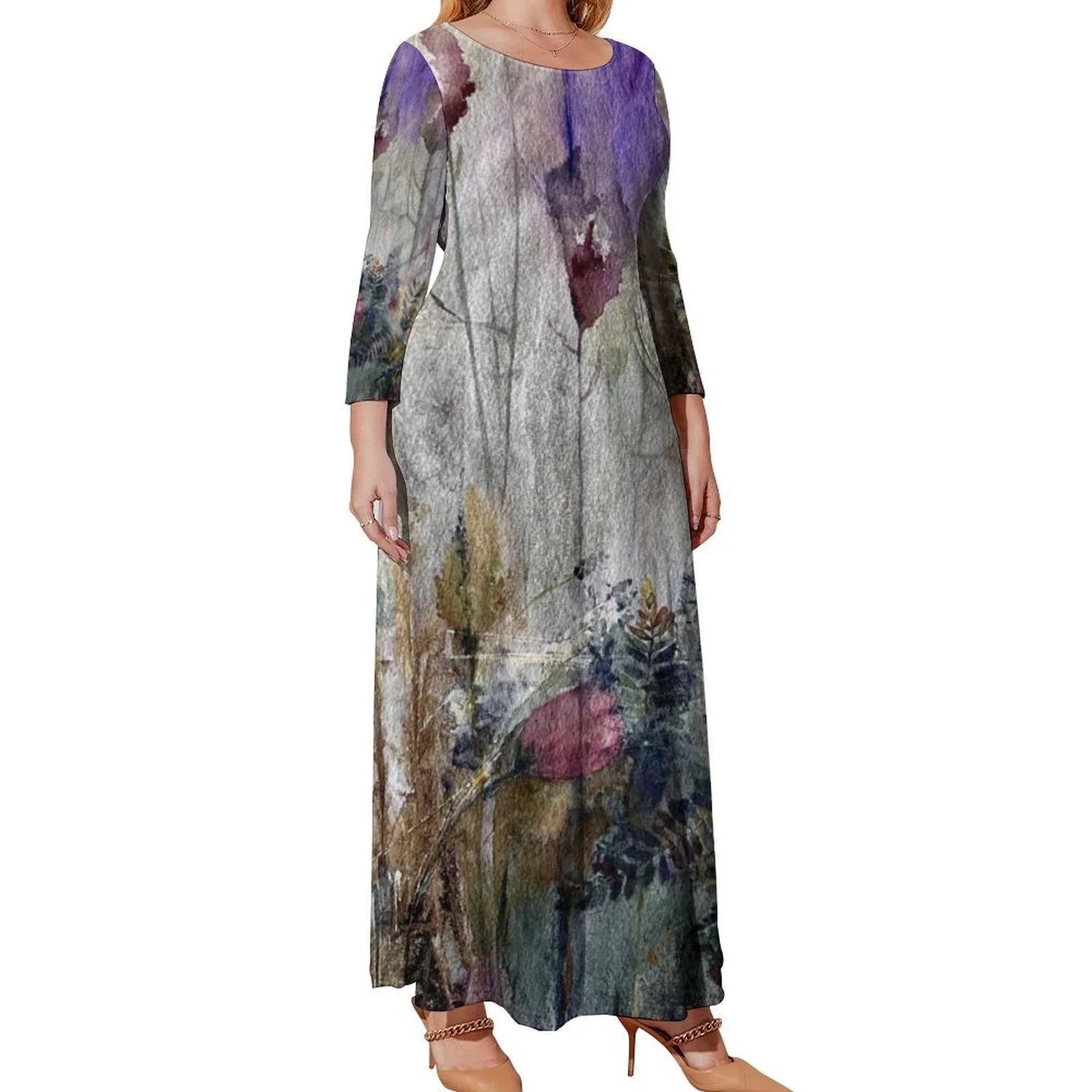 work of art long sleeve maxi dress Mystic Tulip Maxi Dress with Artwork