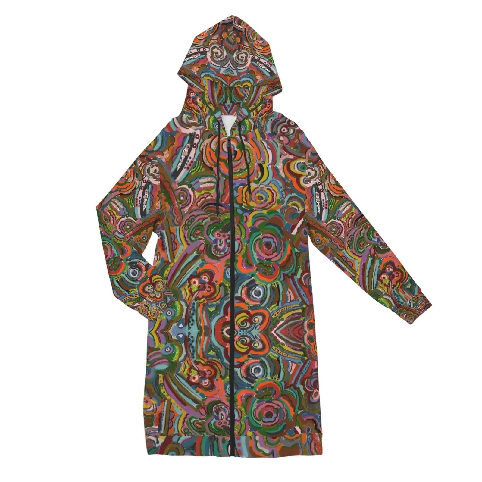 Fall Fiesta Women's Long Hooded Jacket - Lana Art Sweden