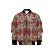Fantasy Brown Leaf Burgundy Kids' Bomber Jacket with Pockets (Model H40) - Lana Art Sweden