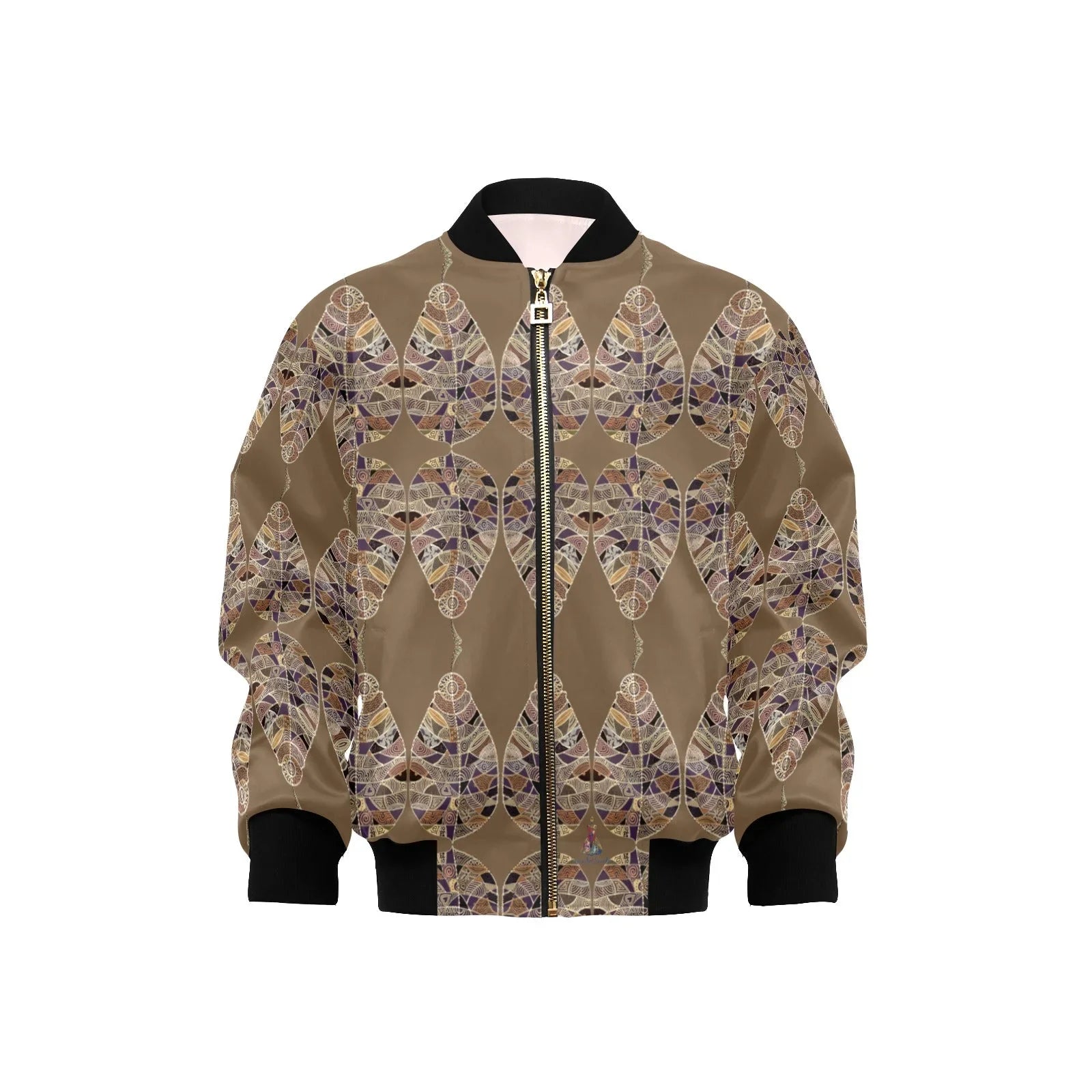 Fantasy Brown Leaf Kids' Bomber Jacket with Pockets (Model H40) - Lana Art Sweden