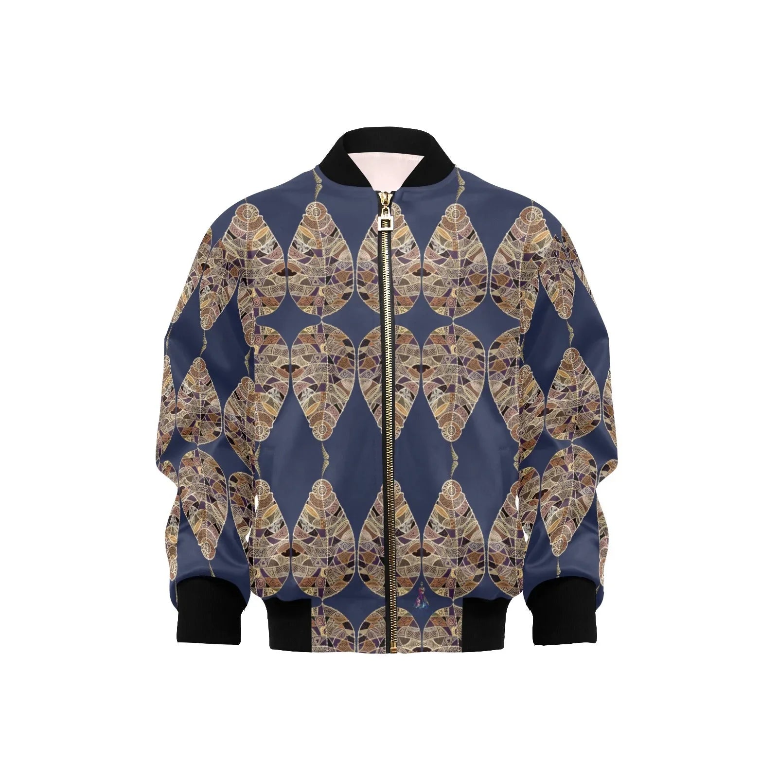 Fantasy Brown Leaf Viridian Kids' Bomber Jacket with Pockets (Model H40) - Lana Art Sweden