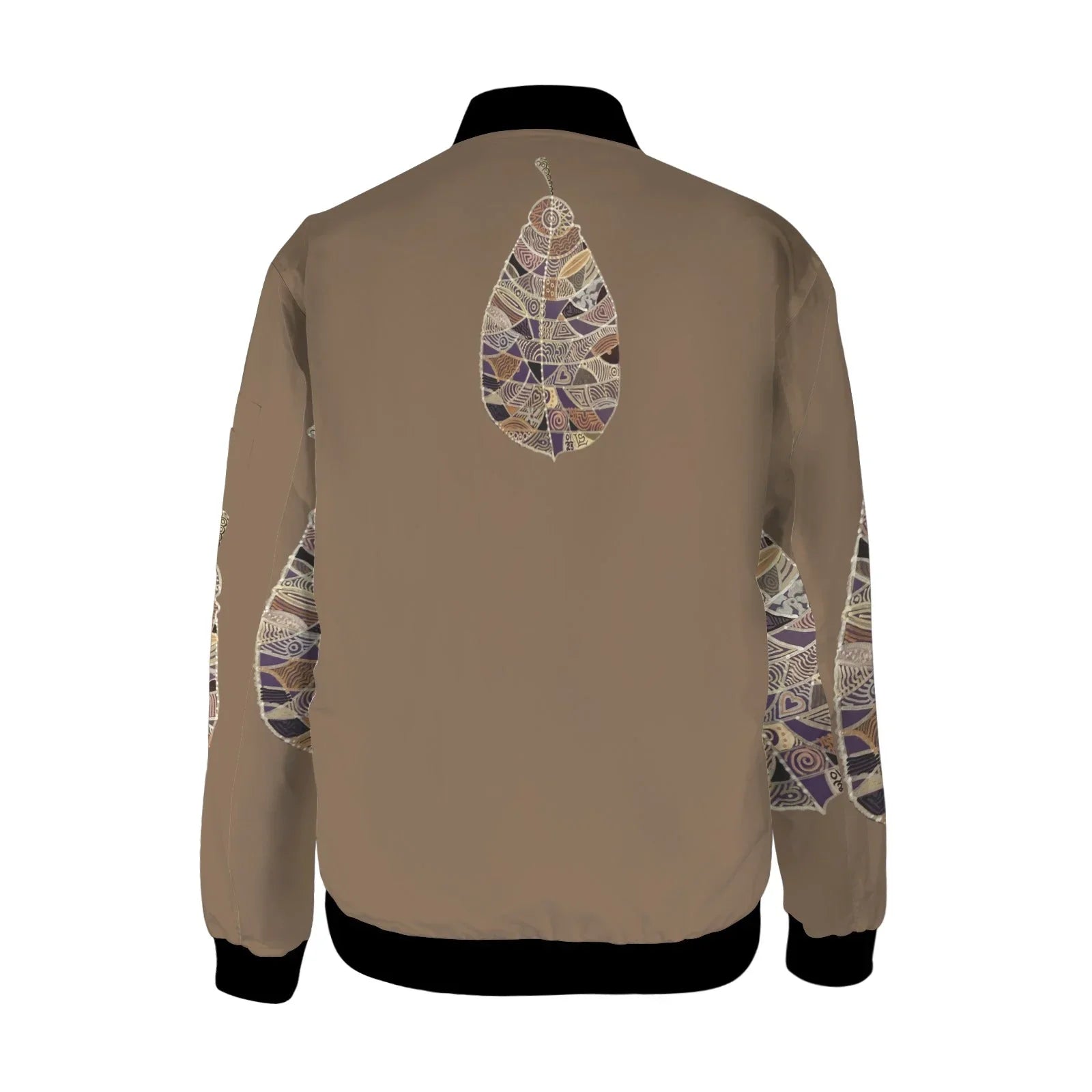 Fantasy Leaf Brown Tall Ladies Bomber Jacket - Lana Art Sweden