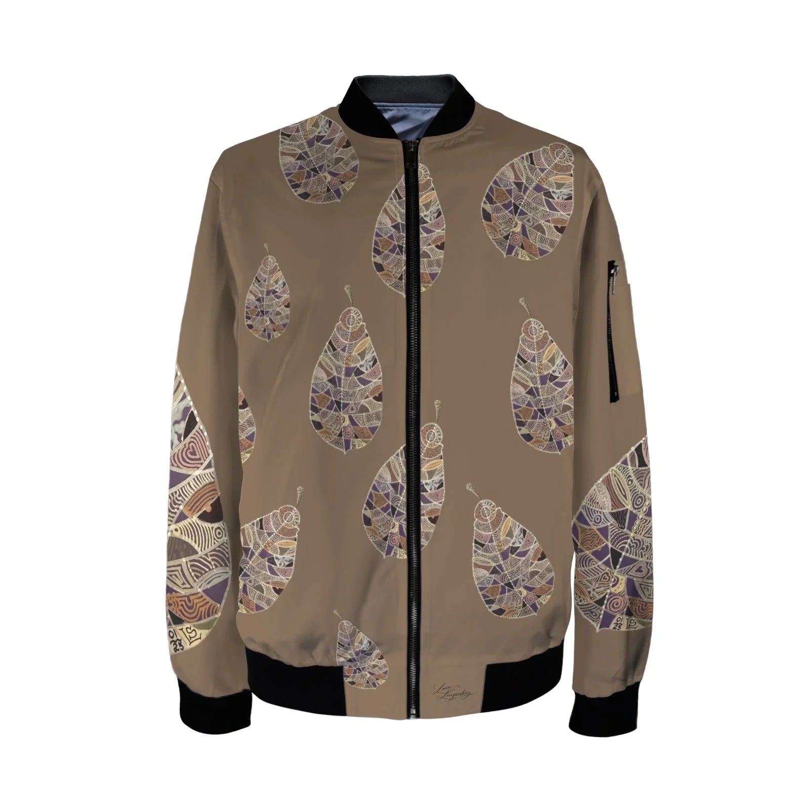 Fantasy Leaf Brown Tall Ladies Bomber Jacket - Lana Art Sweden