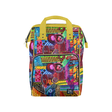Energy Maps Mustard Multi-Function Travel Diaper Bag-Large