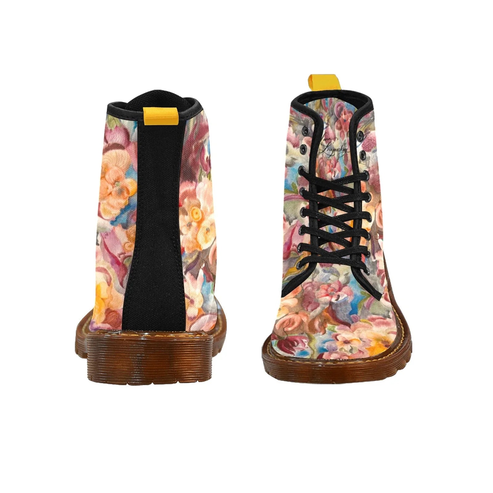 Floral Firelight Custom Canvas Boots For Women Model 1203H - Lana Art Sweden
