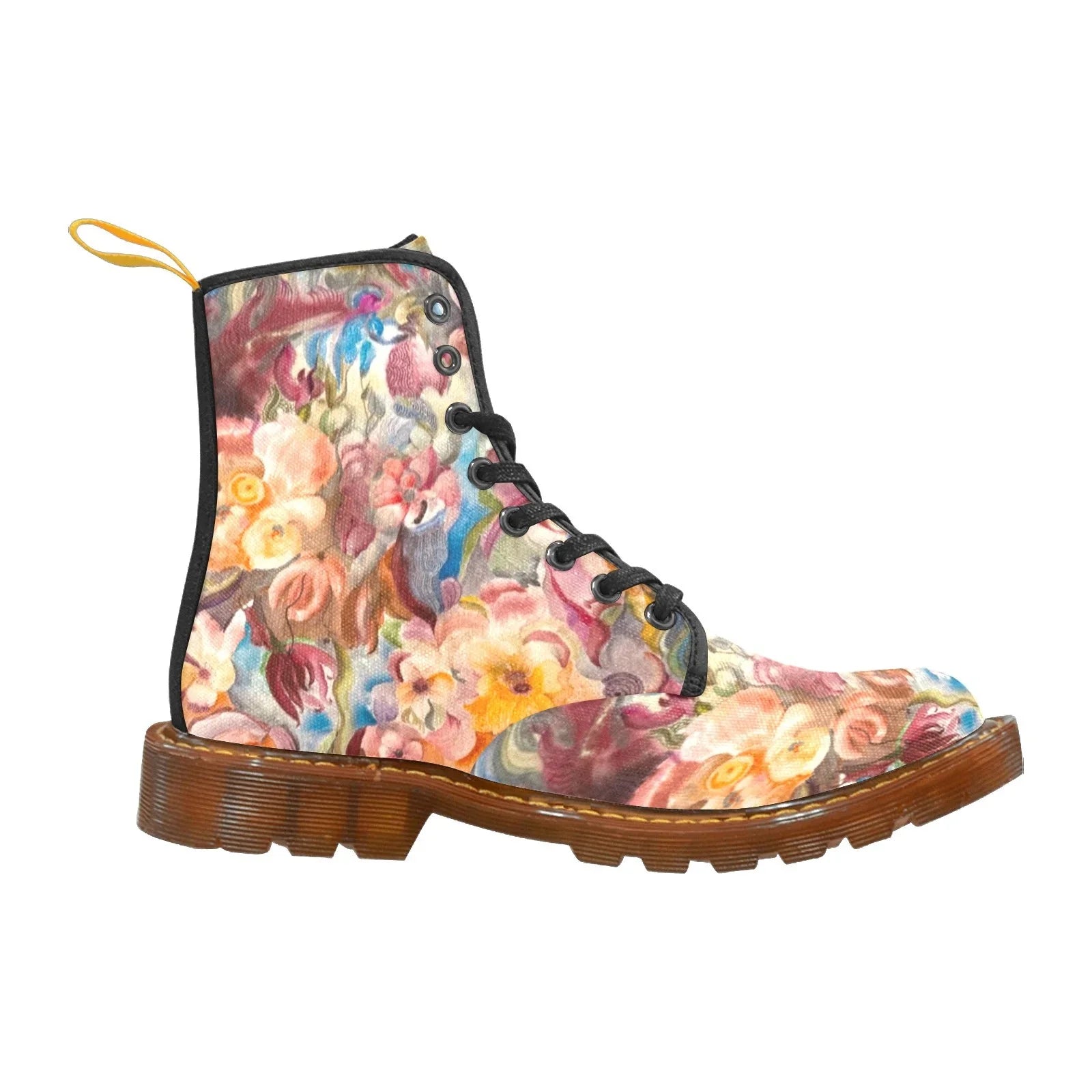 Floral Firelight Custom Canvas Boots For Women Model 1203H - Lana Art Sweden