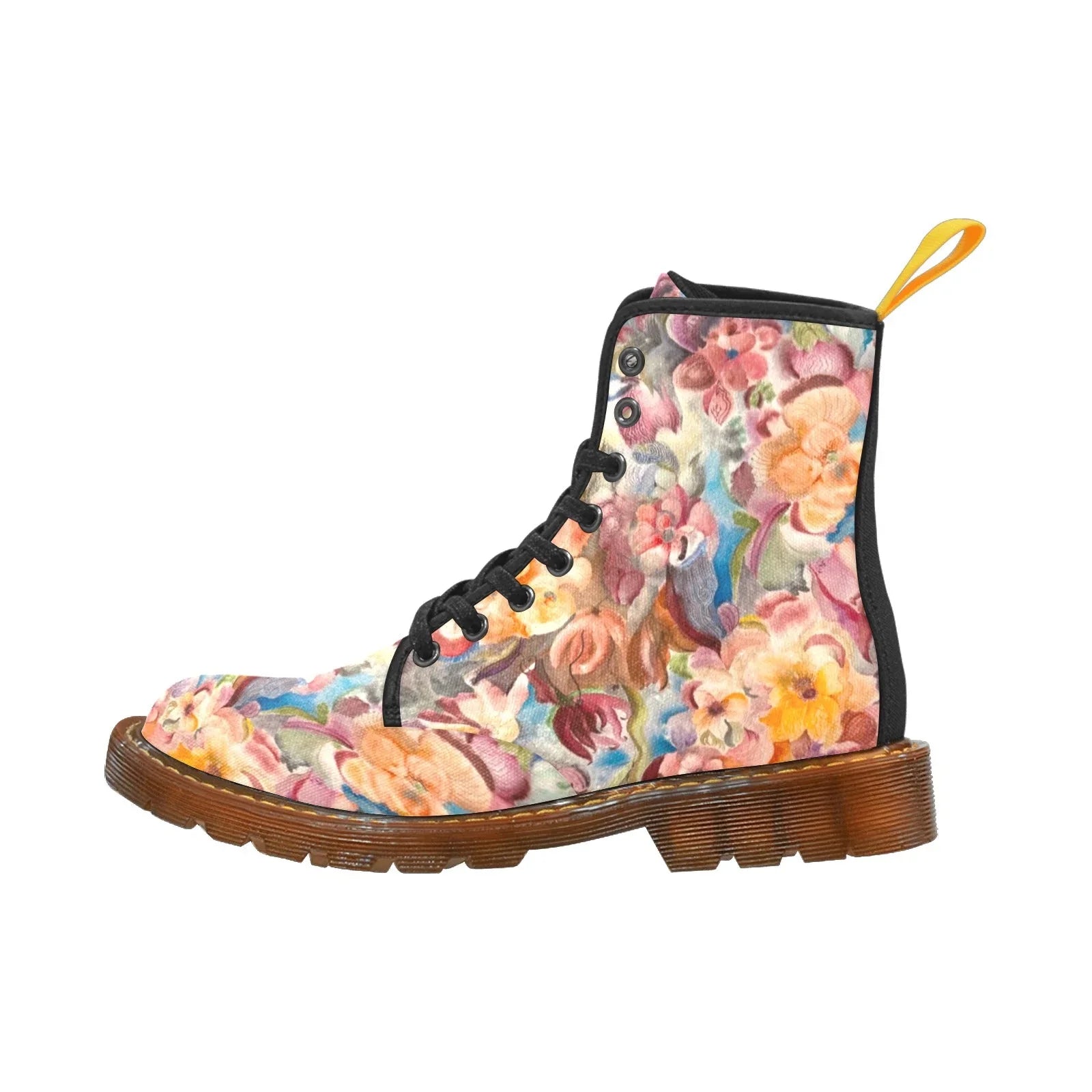 Floral Firelight Custom Canvas Boots For Women Model 1203H - Lana Art Sweden