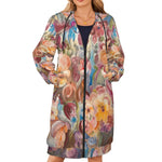 Floral Firelight Women's Long Hooded Jacket - Lana Art Sweden