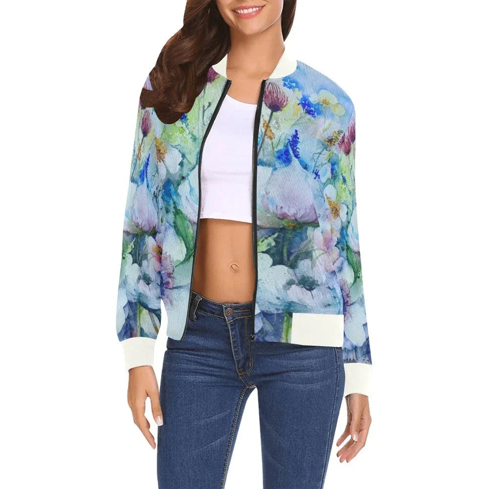 Flower Fantasy Bomber Jacket for Women - Lana Art Sweden
