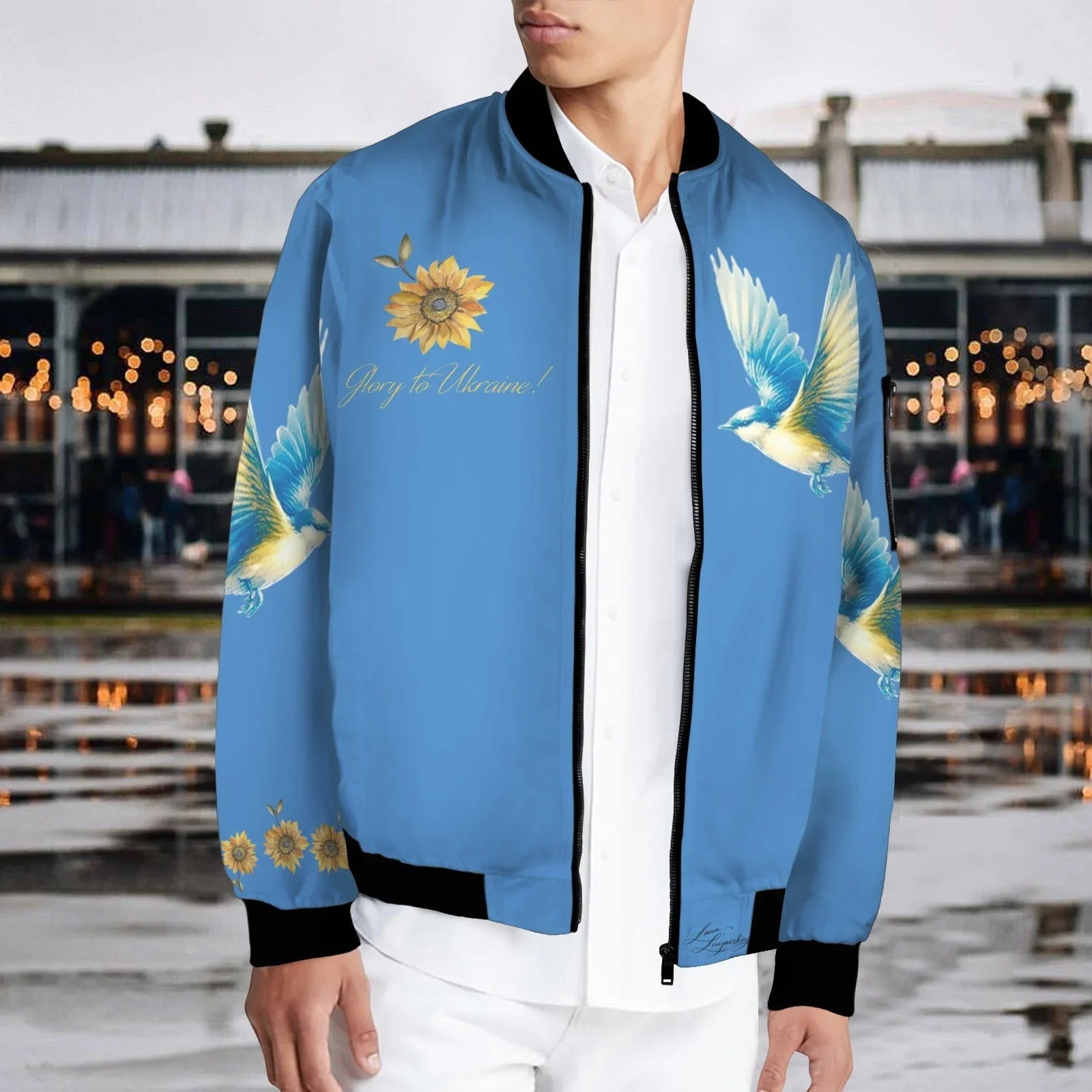 Glory to Ukraine Freedom Men's Bomber Jacket - Lana Art Sweden