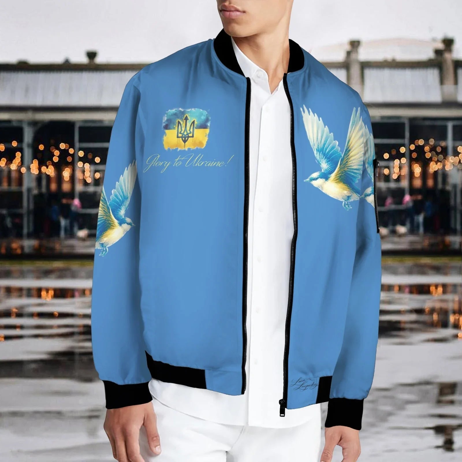 Glory to Ukraine Lastivka Men's Bomber Jacket - Lana Art Sweden