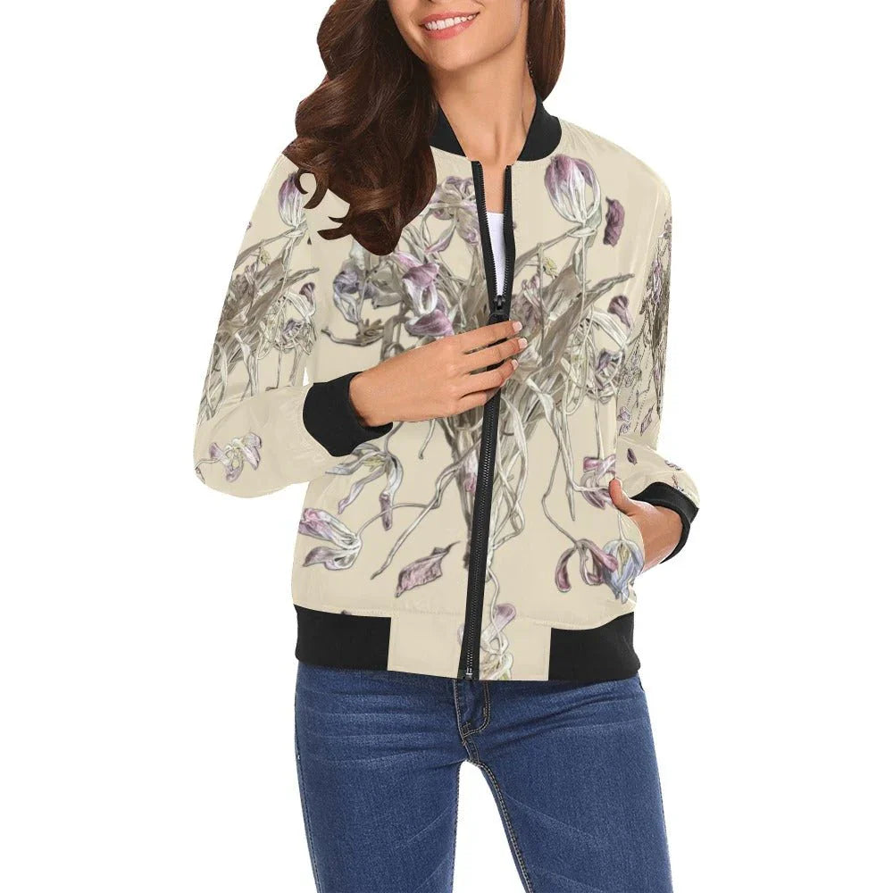 Iris Field Almond Milk Bomber Jacket for Women - Lana Art Sweden