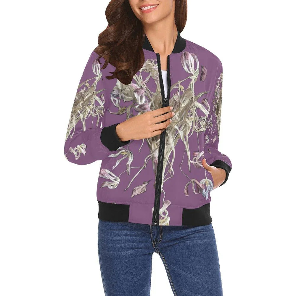 Iris Field Intense Lavender Bomber Jacket for Women - Lana Art Sweden