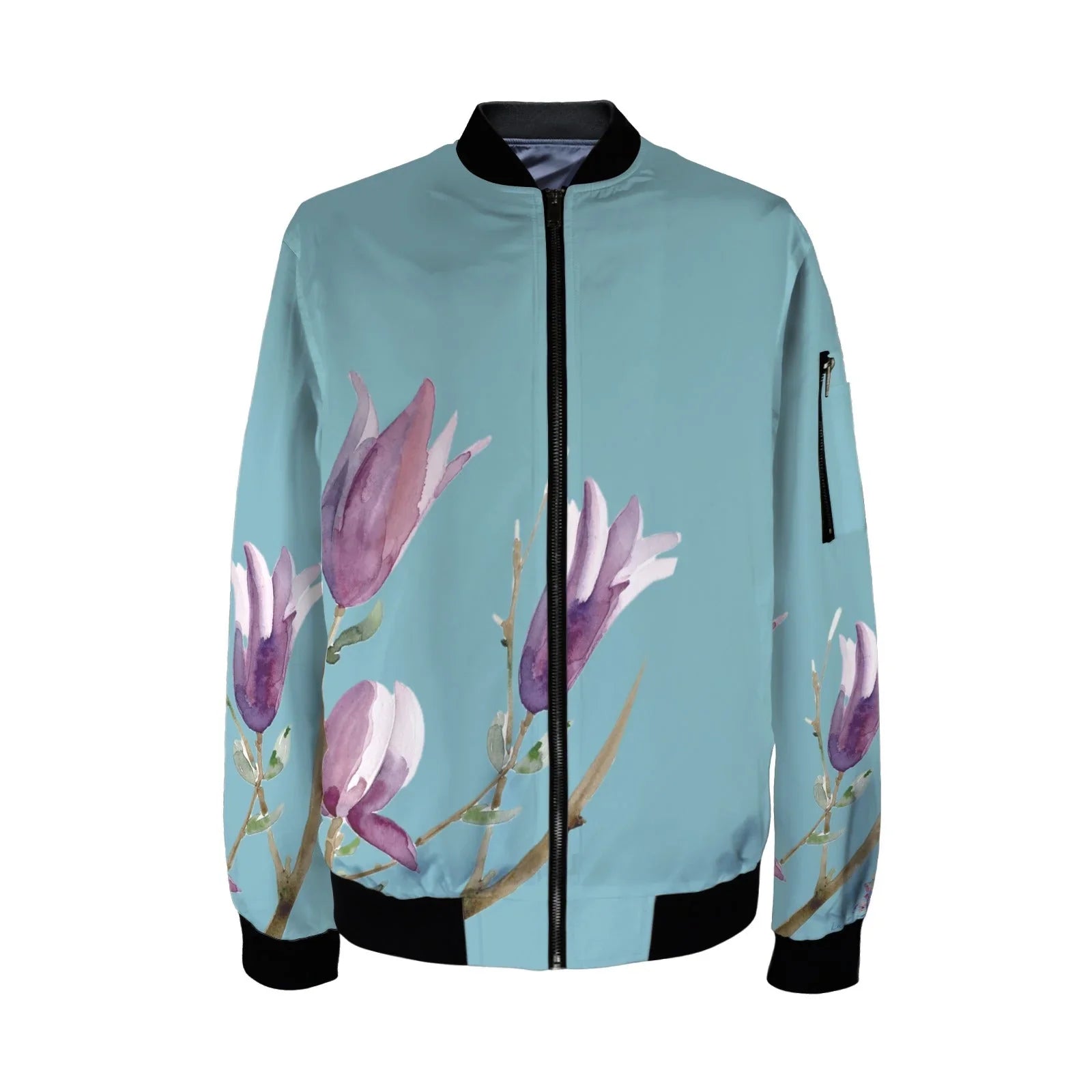 Magnolia Celestial Tall Ladies Bomber Jacket - Lana Art Sweden