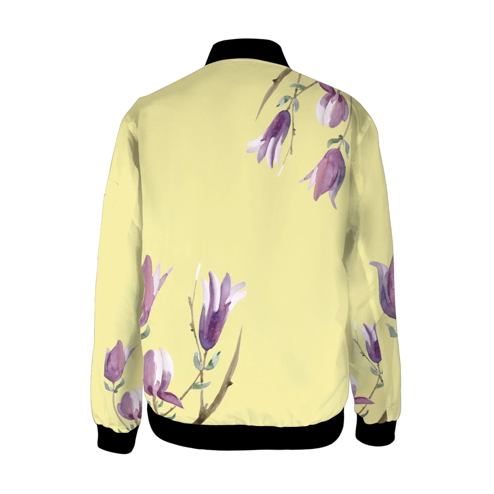 Magnolia Celestial Yellow Tall Ladies Bomber Jacket - Lana Art Sweden