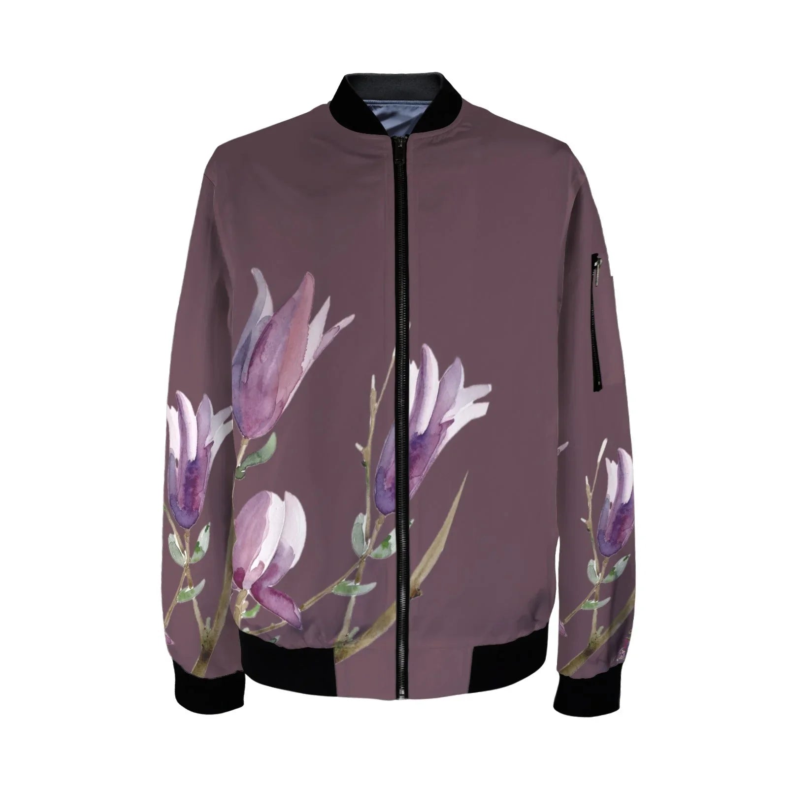 Magnolia Cherry Lacquer Tall Ladies Bomber Jacket - Lana Art Sweden