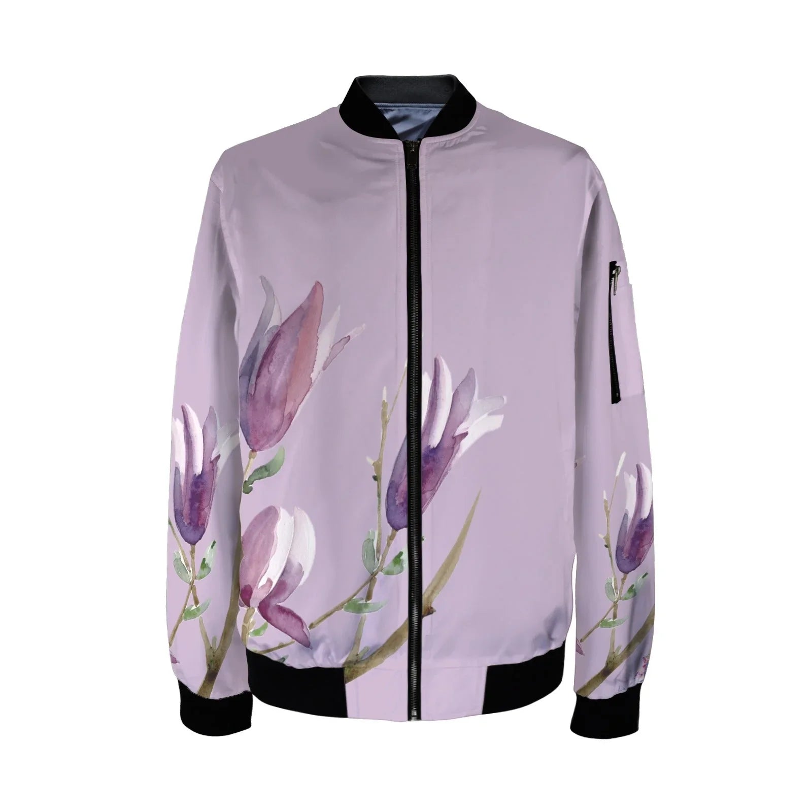 Magnolia Lavender Tall Ladies Bomber Jacket - Lana Art Sweden