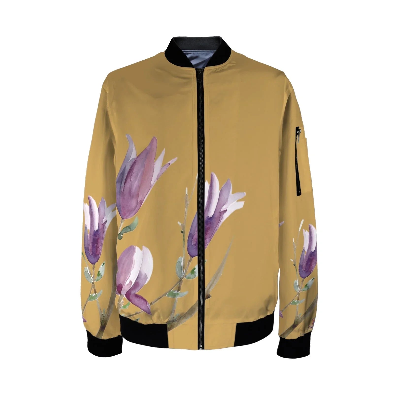 Magnolia Ochre Tall Ladies Bomber Jacket - Lana Art Sweden