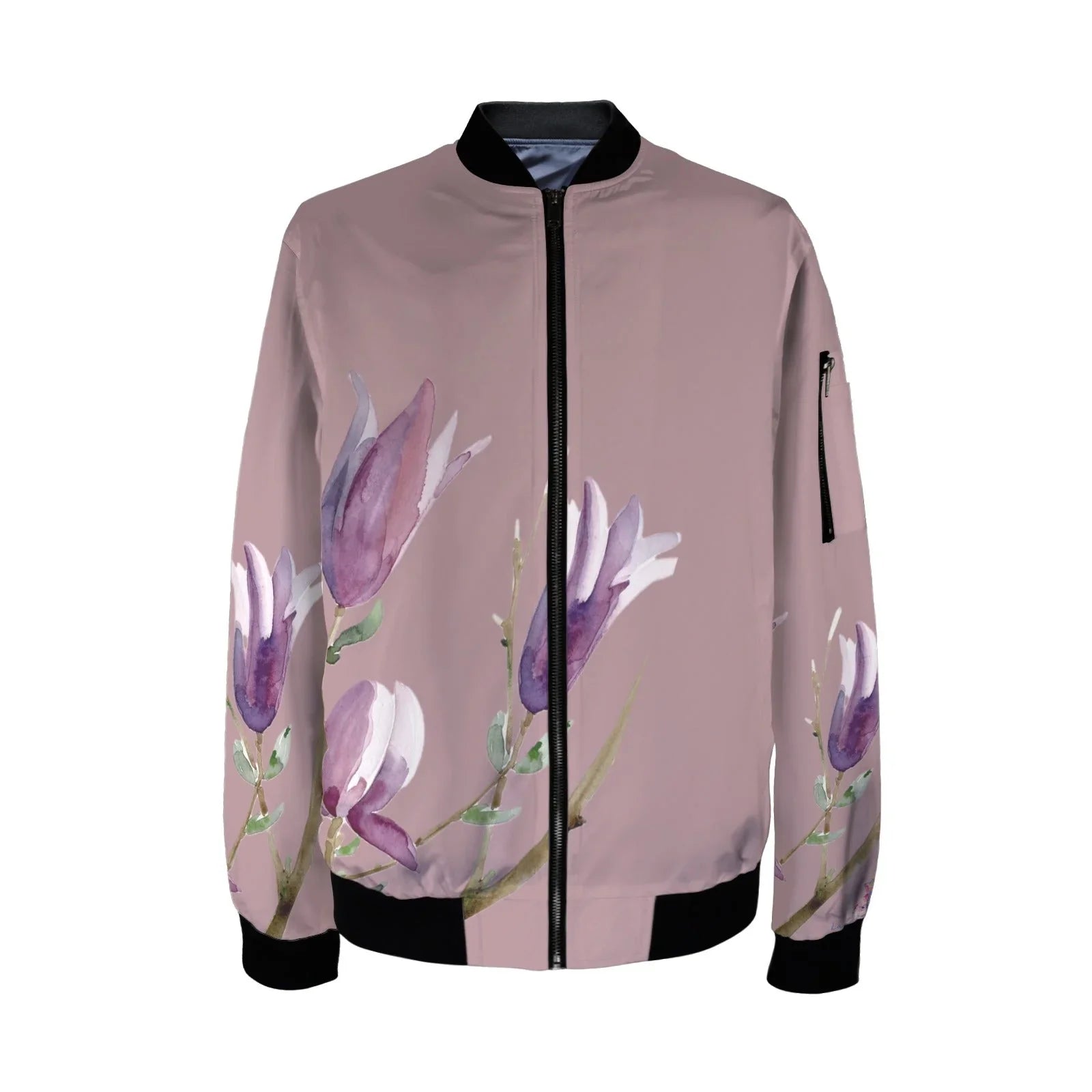 Magnolia Old Rose Tall Ladies Bomber Jacket - Lana Art Sweden