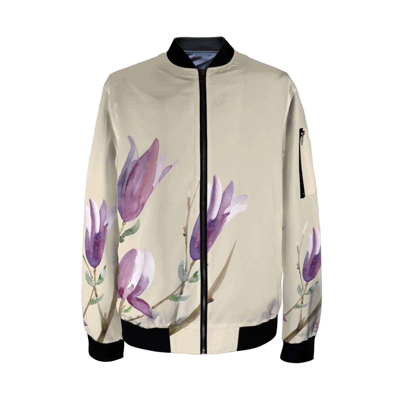 Magnolia Pear Sorbet Tall Ladies Bomber Jacket - Lana Art Sweden