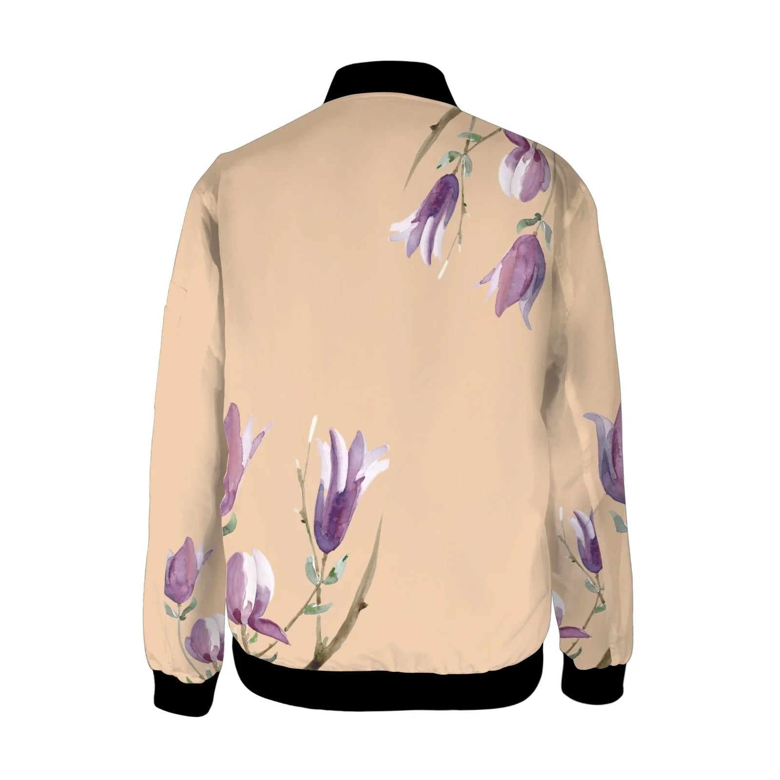 Magnolia Roasted Peach Tall Ladies Bomber Jacket - Lana Art Sweden