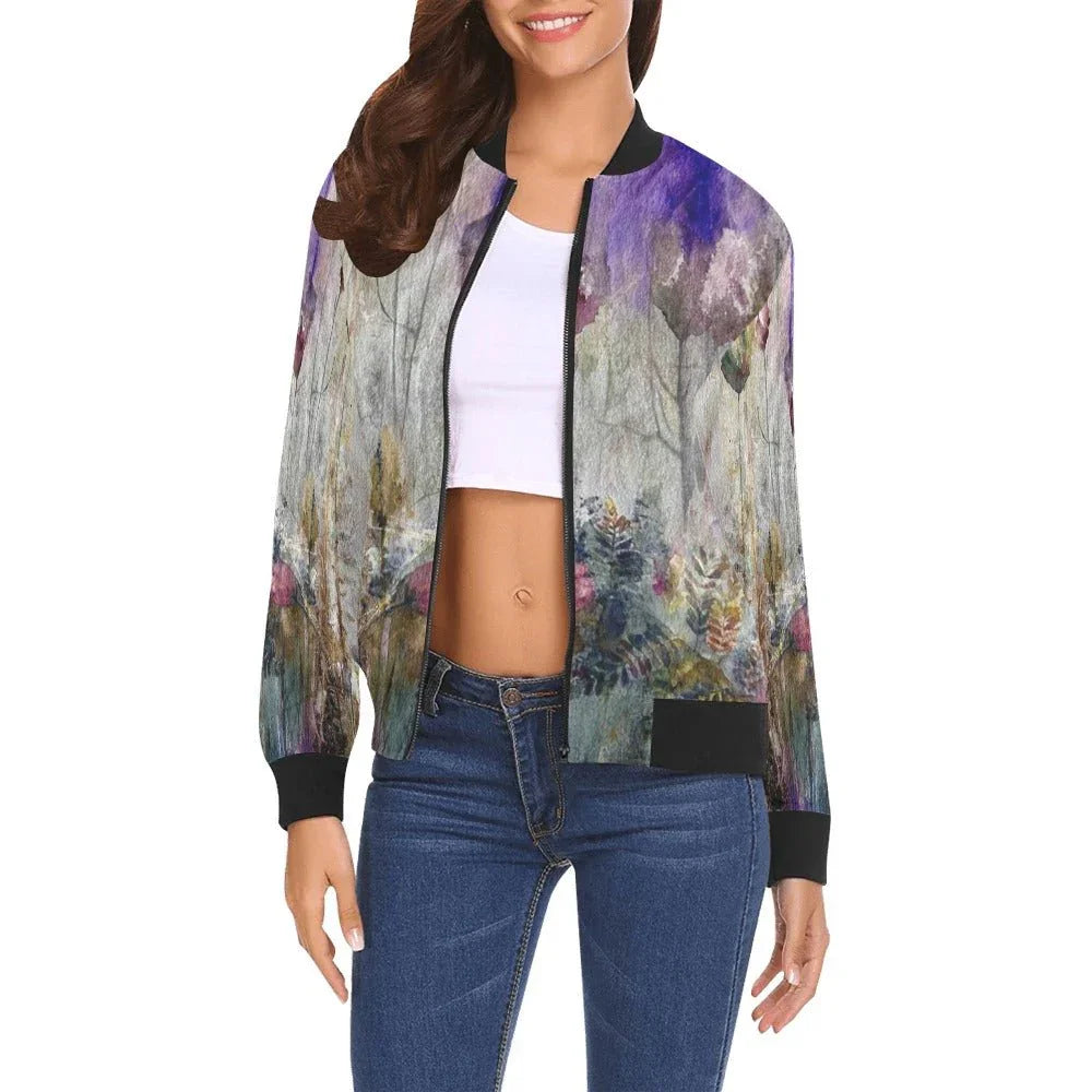 Mystic Tulips All Over Print Bomber Jacket for Women - Lana Art Sweden