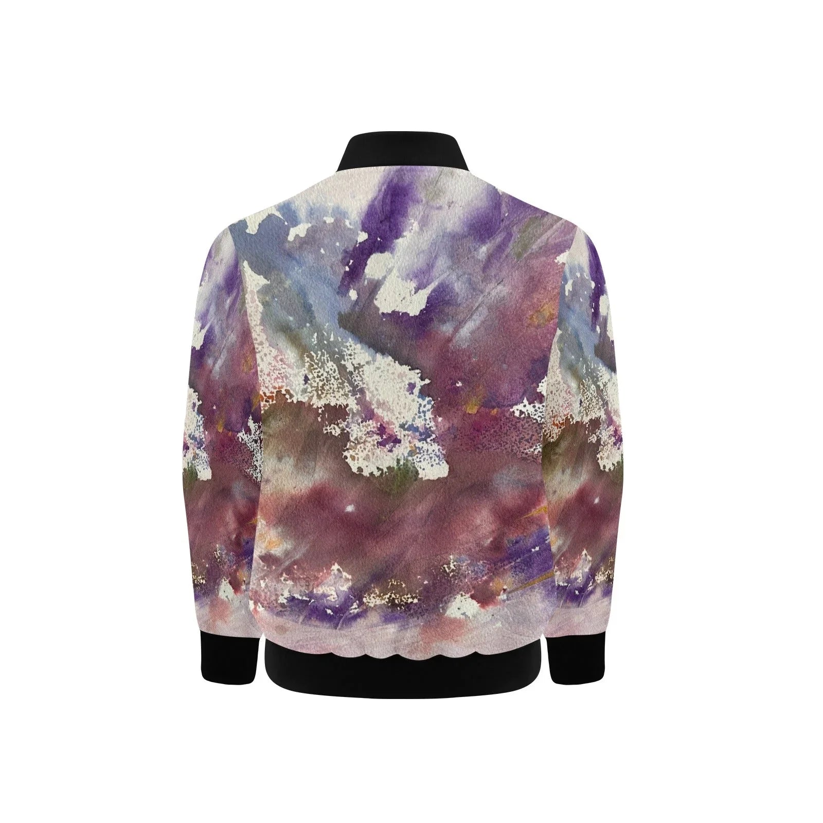 Purple Abstract Kids' Bomber Jacket with Pockets (Model H40) - Lana Art Sweden