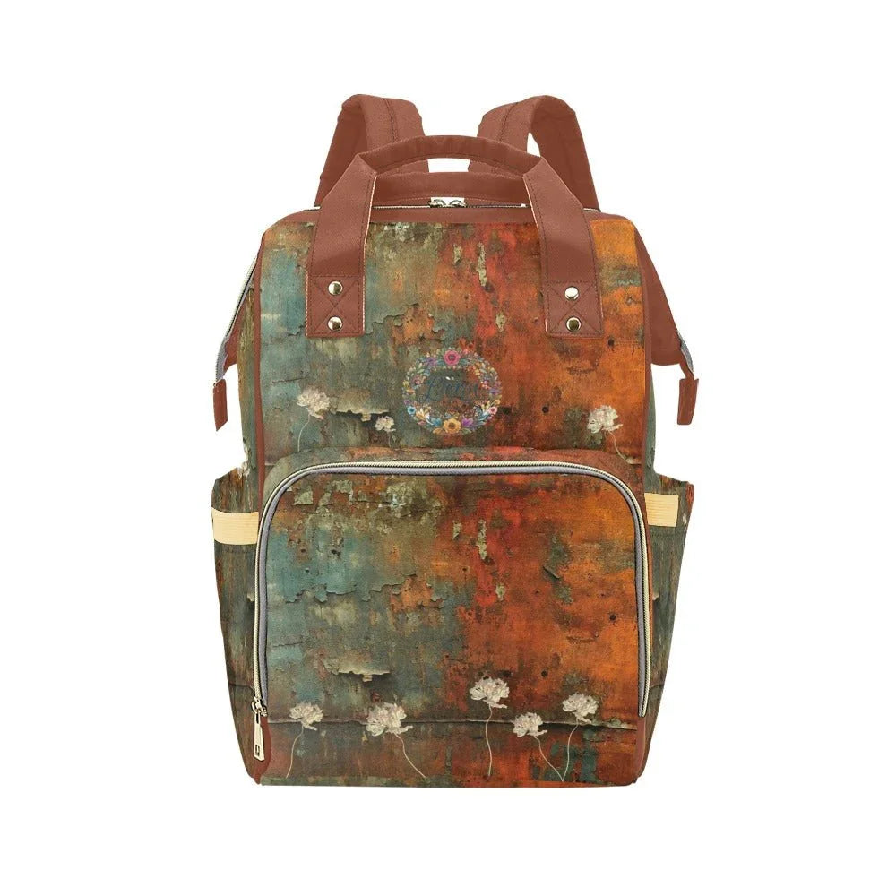Rusty Life with Tulips Multi - Function Diaper Backpack/Diaper Bag - Lana Art Sweden
