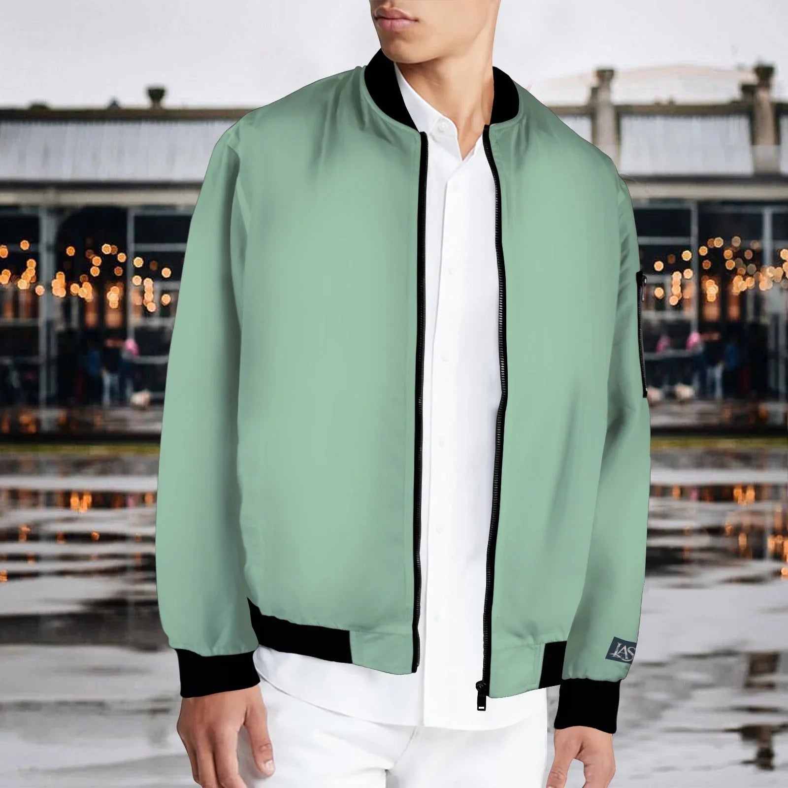 Sage Light Men's Bomber Jacket - Lana Art Sweden