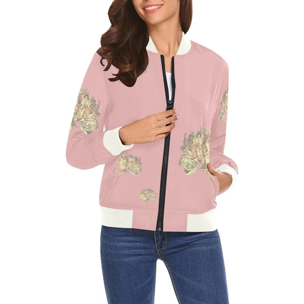Shaggy Tulip Blush 2 Bomber Jacket for Women - Lana Art Sweden